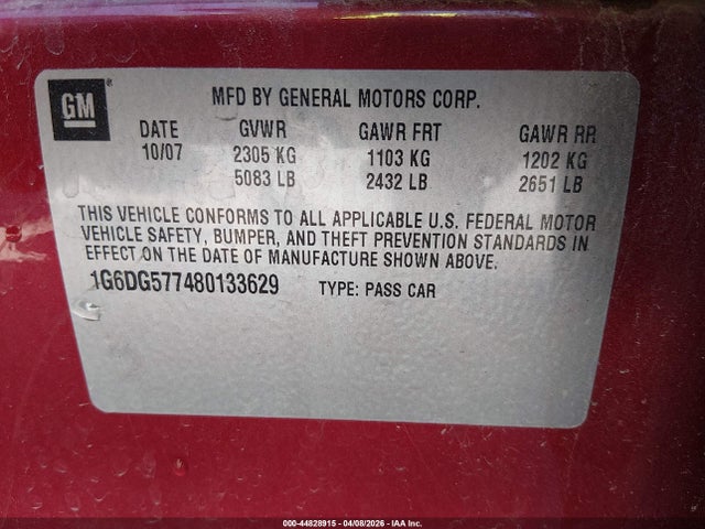 2008 CADILLAC CTS 1G6DG577480133629 Photo 8