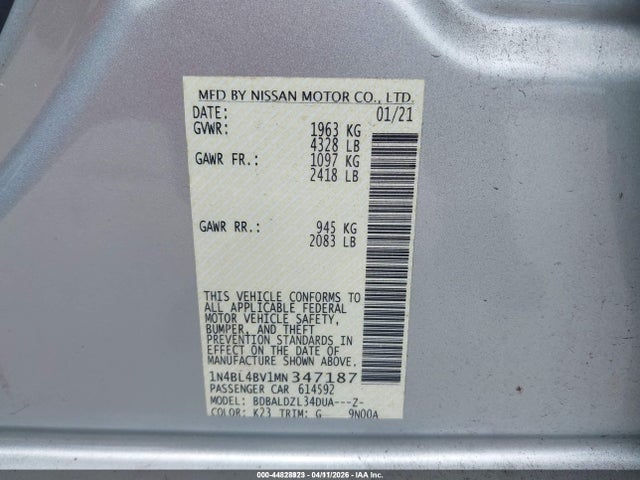 2021 NISSAN ALTIMA 1N4BL4BV1MN347187 Photo 8