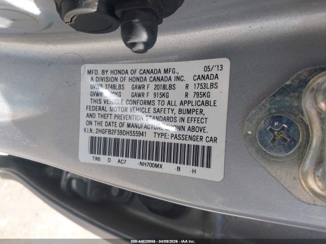Aukcja sprzedaży 2013 Honda Civic Lx, vin: 2HGFB2F59DH555941, numer aukcji: 44828956
