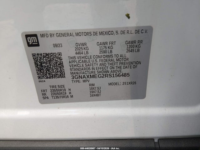 Aukcja sprzedaży 2024 Chevrolet Equinox Fwd Rs, vin: 3GNAXMEG2RS156485, numer aukcji: 44828967