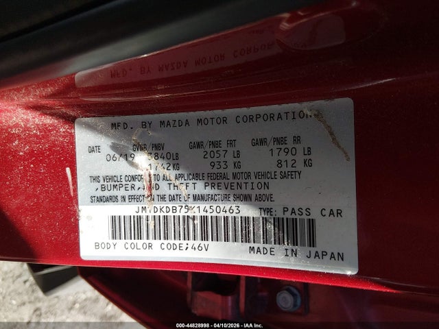 Aukcja sprzedaży 2019 Mazda Cx-3 Sport, vin: JM1DKDB75K1450463, numer aukcji: 44828998