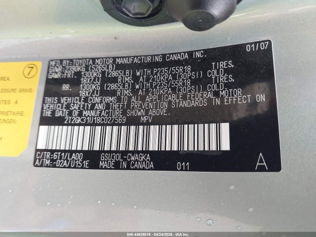 Продажа на аукционе авто 2008 Lexus Rx 350, vin: 2T2GK31U18C027569, номер лота: 44829016