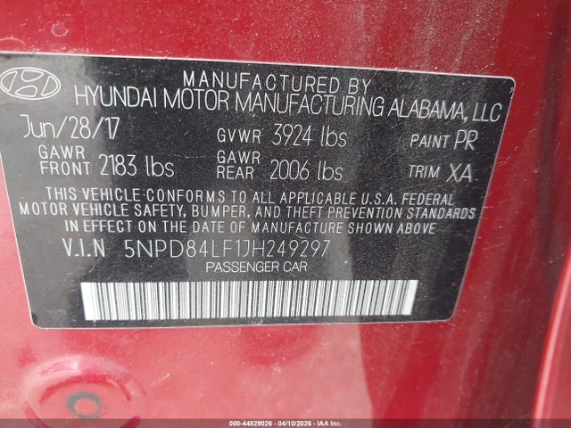 2018 HYUNDAI ELANTRA 5NPD84LF1JH249297 Photo 8