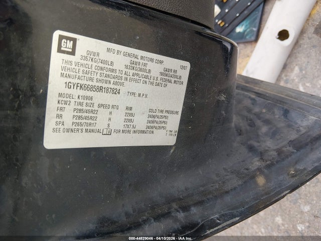 2008 Cadillac Escalade Esv Standard მანქანა იყიდება აუქციონზე, vin: 1GYFK66858R187824, აუქციონის ნომერი: 44829046