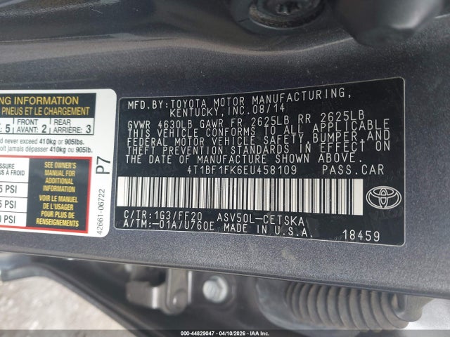 Toyota CAMRY SE 2014 4T1BF1FK6EU458109 Image 9