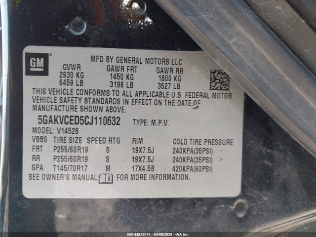 Продажа на аукционе авто 2012 Buick Enclave Leather, vin: 5GAKVCED5CJ110632, номер лота: 44829074