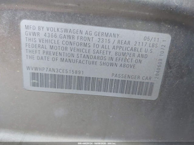 Продаж на аукціоні авто 2012 Volkswagen Cc Lux, vin: WVWHP7AN3CE515891, номер лоту: 44829124