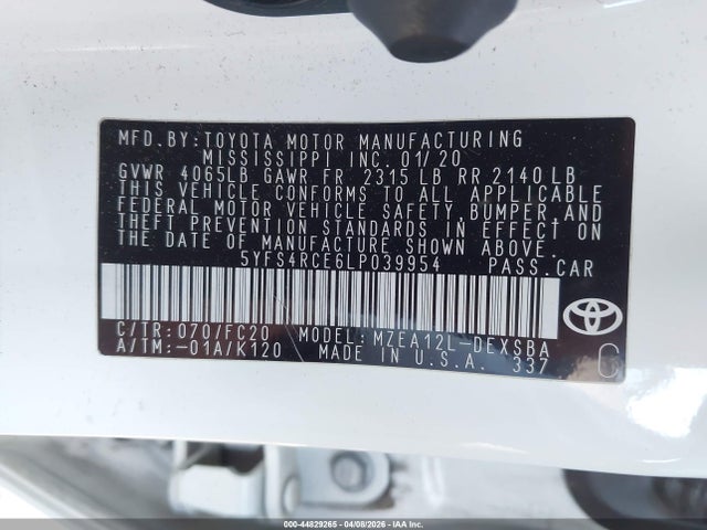 Toyota COROLLA SE 2020 5YFS4RCE6LP039954 Image 9