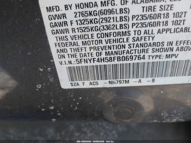 2015 HONDA PILOT 5FNYF4H58FB069764 Photo 8
