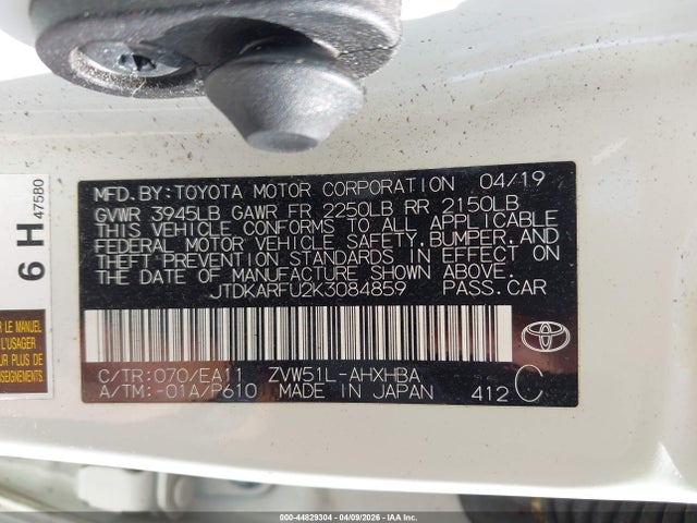 Toyota Prius Limited 2019 JTDKARFU2K3084859 Image 9
