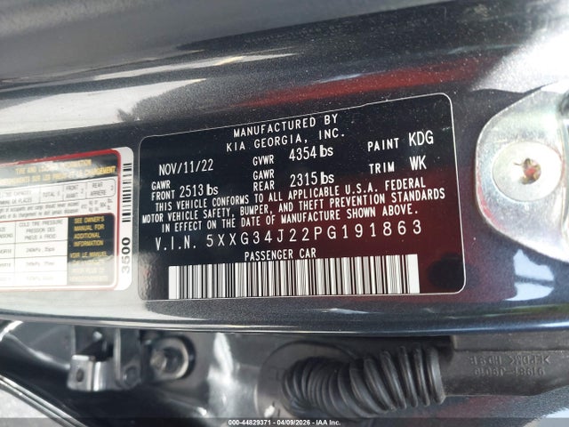 2023 Kia K5 Ex მანქანა იყიდება აუქციონზე, vin: 5XXG34J22PG191863, აუქციონის ნომერი: 44829371