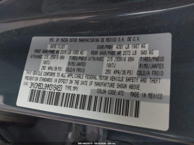 Продаж на аукціоні авто 2021 Mazda Cx-30 Premium, vin: 3MVDMBDL8MM316463, номер лоту: 44829370