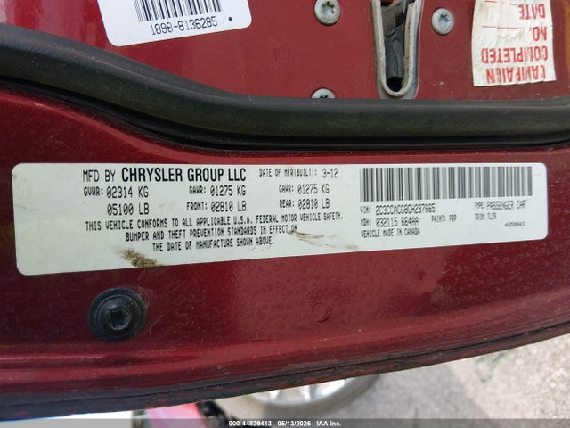 Aukcja sprzedaży 2012 Chrysler 300 Limited, vin: 2C3CCACG8CH237665, numer aukcji: 44829413