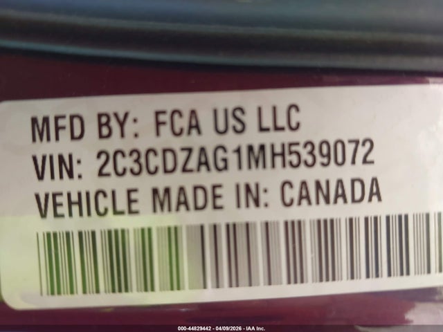 Продаж на аукціоні авто 2021 Dodge Challenger Sxt, vin: 2C3CDZAG1MH539072, номер лоту: 44829442