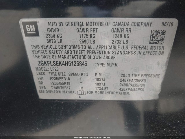 2017 Gmc Terrain Sle-1 მანქანა იყიდება აუქციონზე, vin: 2GKFLSEK4H6126845, აუქციონის ნომერი: 44829476