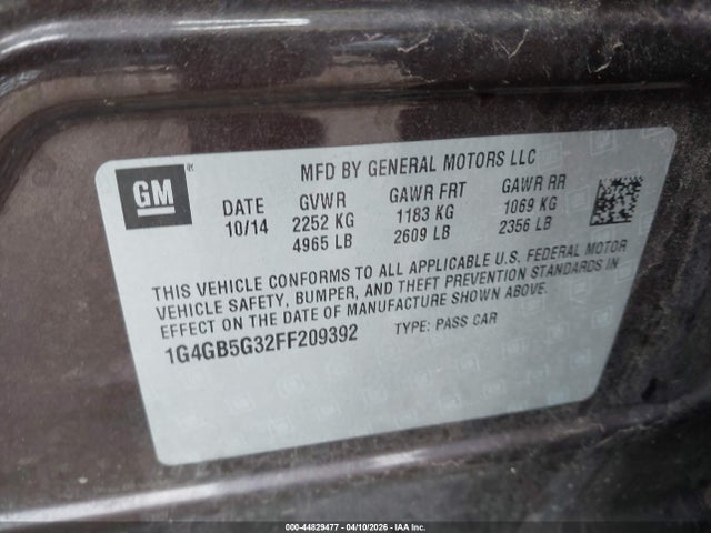 Продажа на аукционе авто 2015 Buick Lacrosse Leather, vin: 1G4GB5G32FF209392, номер лота: 44829477