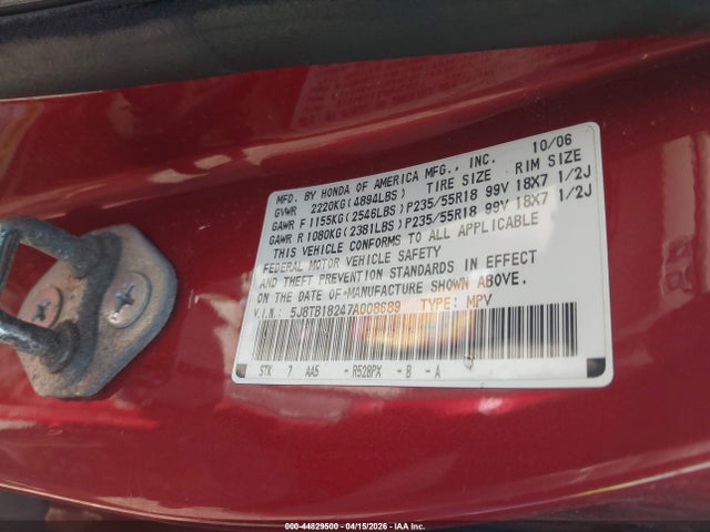 Продаж на аукціоні авто 2007 Acura Rdx, vin: 5J8TB18247A008689, номер лоту: 44829500