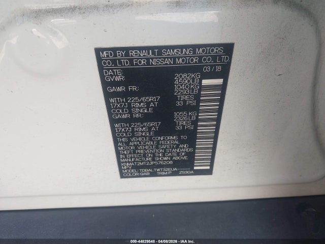 KNMAT2MT2JP576208 Nissan ROGUE SV