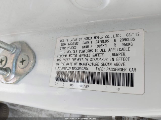 Продаж на аукціоні авто 2012 Acura Tsx 2.4, vin: JH4CU2F40CC030284, номер лоту: 44829557