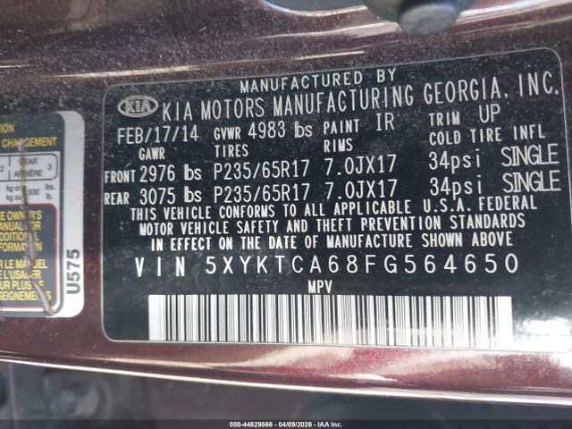 5XYKTCA68FG564650 KIA SORENTO LX