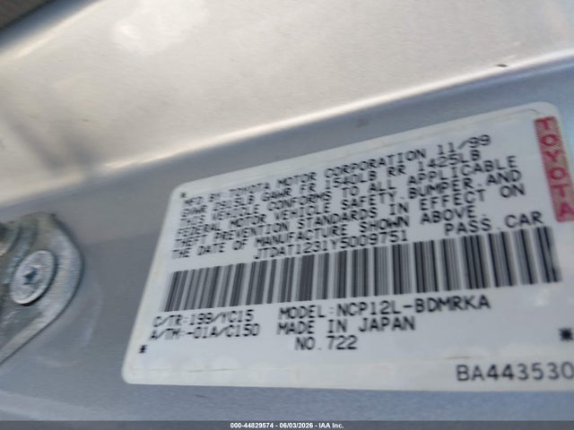 Продажа на аукционе авто 2000 Toyota Echo, vin: JTDAT1231Y5009751, номер лота: 44829574