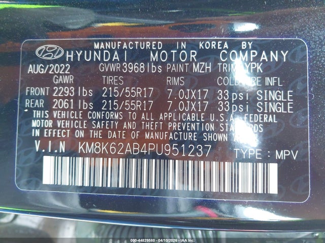 Продаж на аукціоні авто 2023 Hyundai Kona Sel, vin: KM8K62AB4PU951237, номер лоту: 44829580