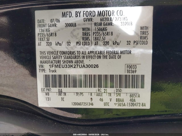 2007 FORD EXPLORER SPORT TRAC 1FMEU33K27UA30026 Photo 8
