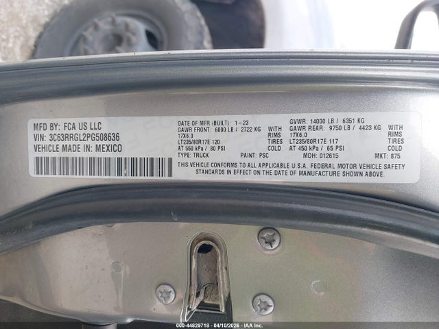 2023 Ram 3500 Tradesman  4x4 8' Box მანქანა იყიდება აუქციონზე, vin: 3C63RRGL2PG508636, აუქციონის ნომერი: 44829718