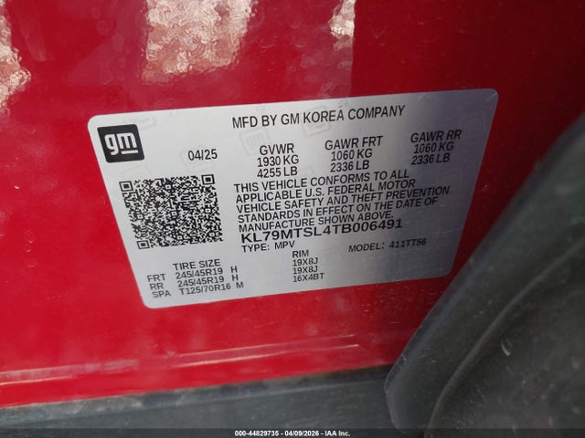 Продаж на аукціоні авто 2026 Chevrolet Trailblazer Fwd Rs, vin: KL79MTSL4TB006491, номер лоту: 44829735
