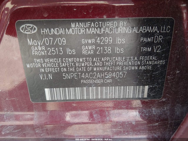 2010 HYUNDAI SONATA 5NPET4AC2AH594057 Photo 8