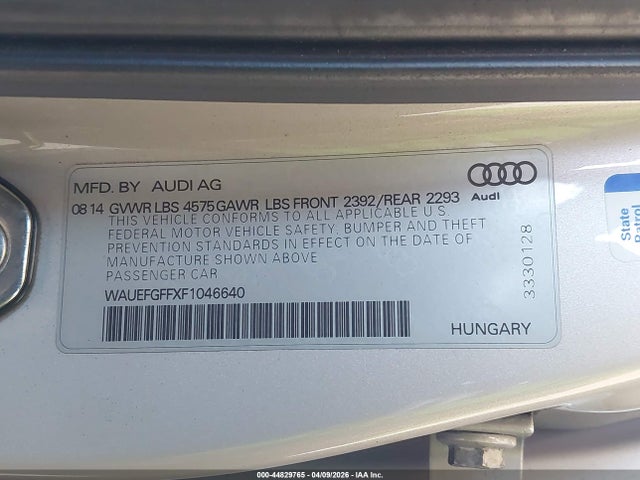 Продаж на аукціоні авто 2015 Audi A3 2.0t Premium, vin: WAUEFGFFXF1046640, номер лоту: 44829765