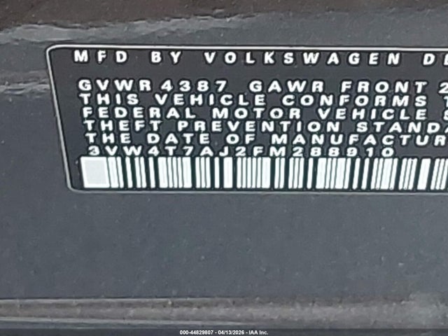 Продаж на аукціоні авто 2015 Volkswagen Jetta 2.0t Gli Sel, vin: 3VW4T7AJ2FM288910, номер лоту: 44829807