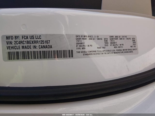 2024 CHRYSLER PACIFICA 2C4RC1BGXRR125167 Photo 8