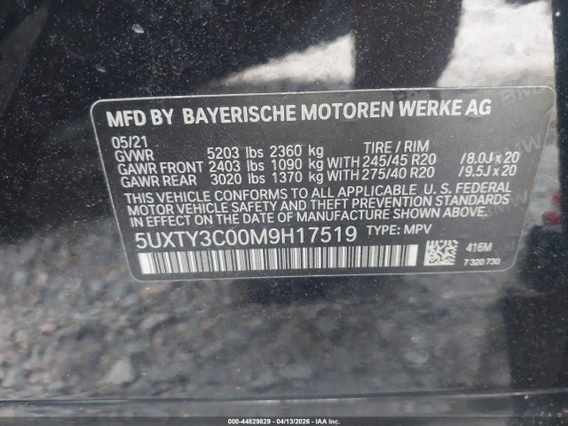 2021 Bmw X3 Sdrive30i მანქანა იყიდება აუქციონზე, vin: 5UXTY3C00M9H17519, აუქციონის ნომერი: 44829829
