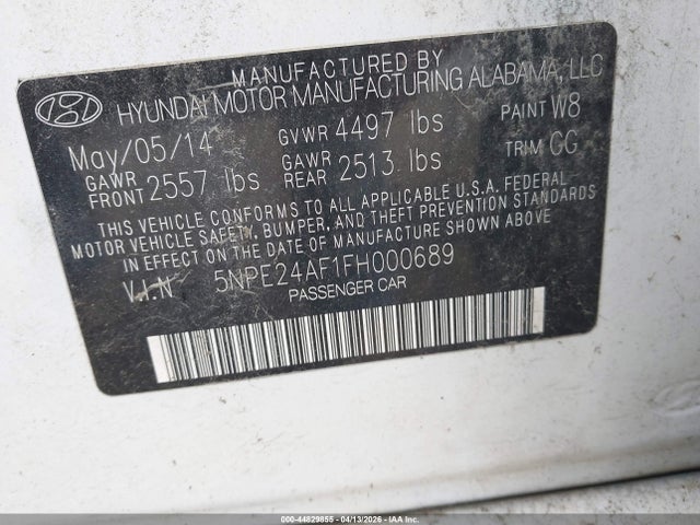 5NPE24AF1FH000689 Hyundai SONATA SE
