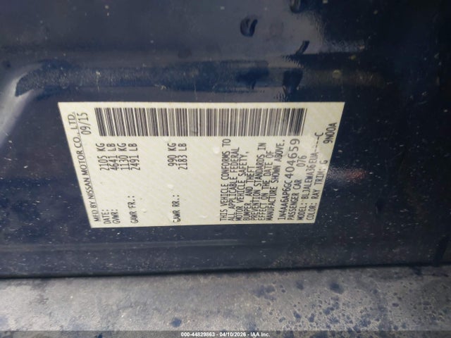 Aukcja sprzedaży 2016 Nissan Maxima 3.5 Sl, vin: 1N4AA6AP6GC404659, numer aukcji: 44829863