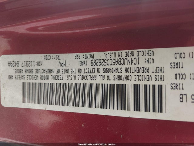44829874 :رقم المزاد ، 1C4NJCBA5CD526289 vin ، 2012 Jeep Compass Sport مزاد بيع