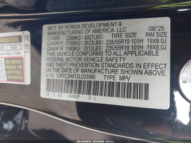 Продажа на аукционе авто 2025 Acura Rdx Standard, vin: 5J8TC2H41SL033986, номер лота: 44829876