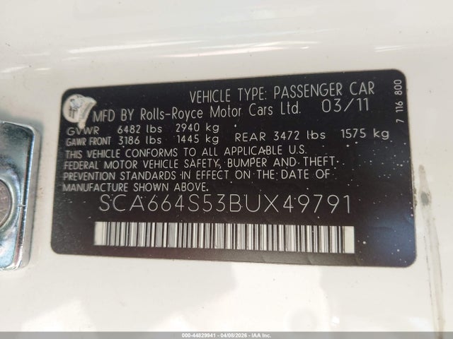 2011 ROLLS-ROYCE GHOST SCA664S53BUX49791 Photo 8