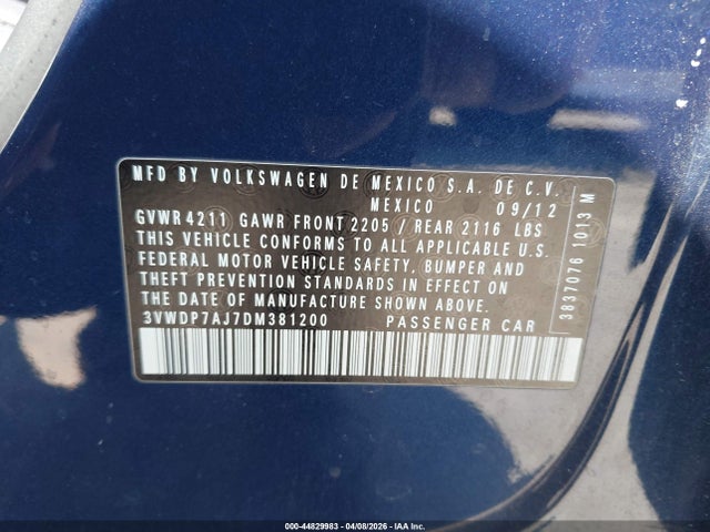 2013 VOLKSWAGEN JETTA 3VWDP7AJ7DM381200 Photo 8