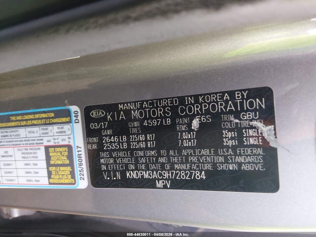 KNDPM3AC9H7282784 KIA Sportage Lx