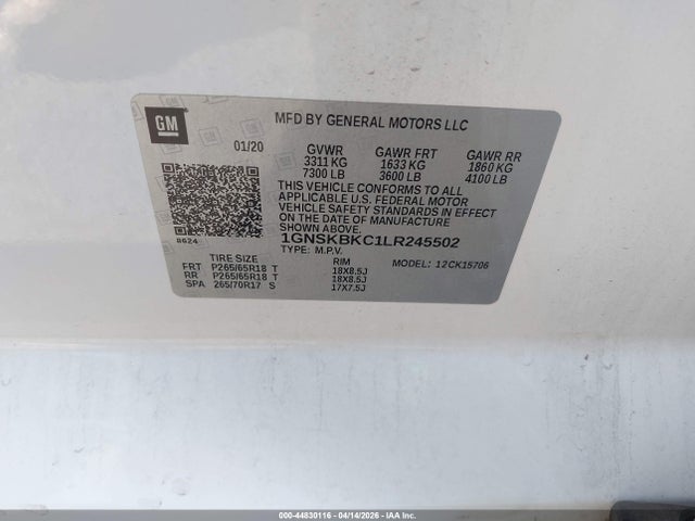 1GNSKBKC1LR245502 Chevrolet Tahoe 4wd Lt