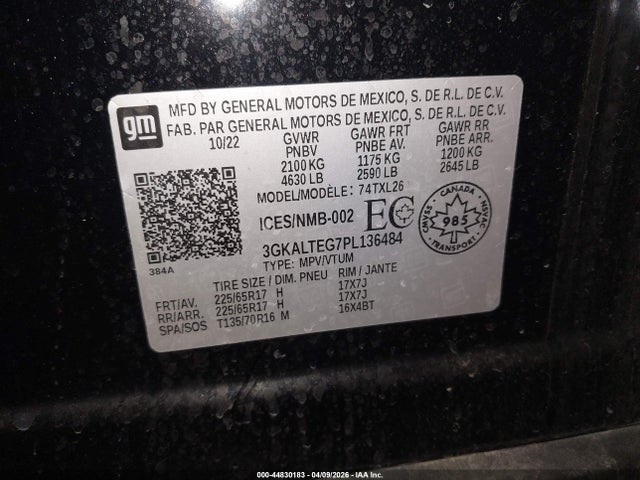 Продаж на аукціоні авто 2023 Gmc Terrain Sle, vin: 3GKALTEG7PL136484, номер лоту: 44830183