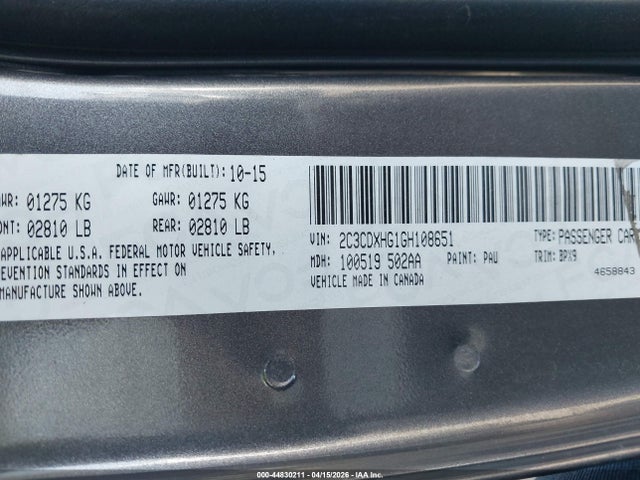 Продаж на аукціоні авто 2016 Dodge Charger Sxt, vin: 2C3CDXHG1GH108651, номер лоту: 44830211