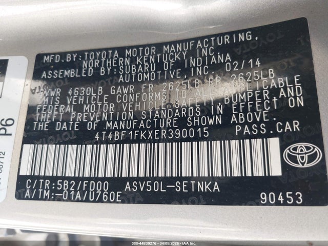Aukcja sprzedaży 2014 Toyota Camry Le, vin: 4T4BF1FKXER390015, numer aukcji: 44830276