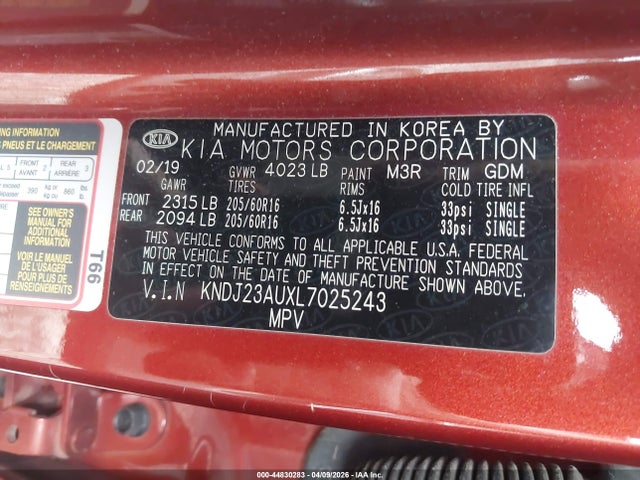 2020 Kia Soul Lx მანქანა იყიდება აუქციონზე, vin: KNDJ23AUXL7025243, აუქციონის ნომერი: 44830283