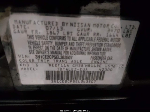 Nissan Versa Note Sv 2014 3N1CE2CP5EL363507 Image 9