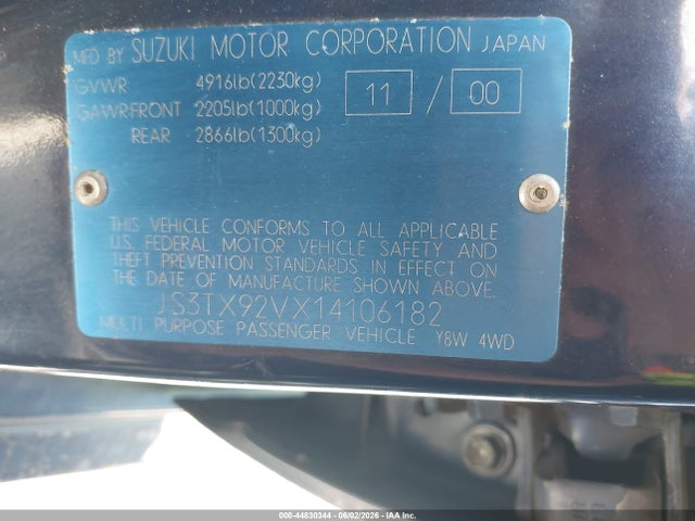 Продажа на аукционе авто 2001 Suzuki Grand Vitara Xl-7 Plus/standard/touring, vin: JS3TX92VX14106182, номер лота: 44830344