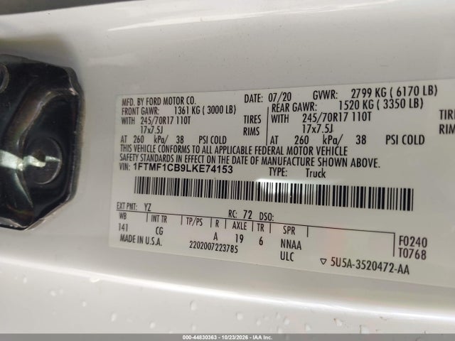 Ford F-150 Xl 2020 1FTMF1CB9LKE74153 Image 9