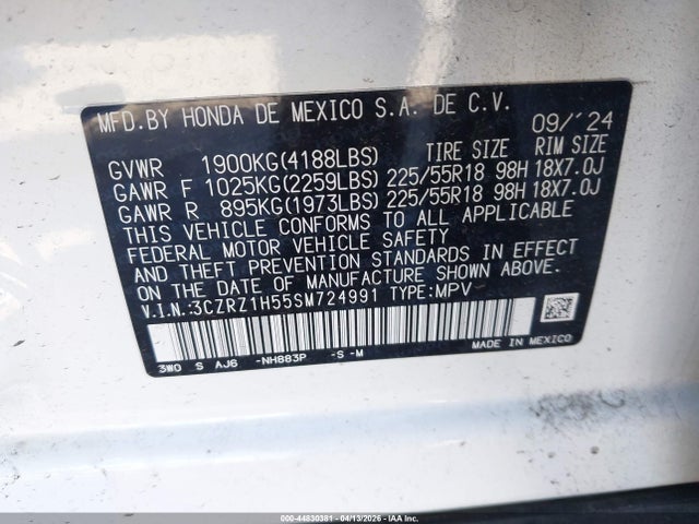 3CZRZ1H55SM724991 Honda Hr-v 2wd Sport